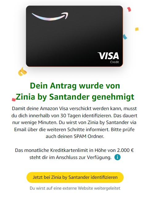 Amazon Visa genehmigt